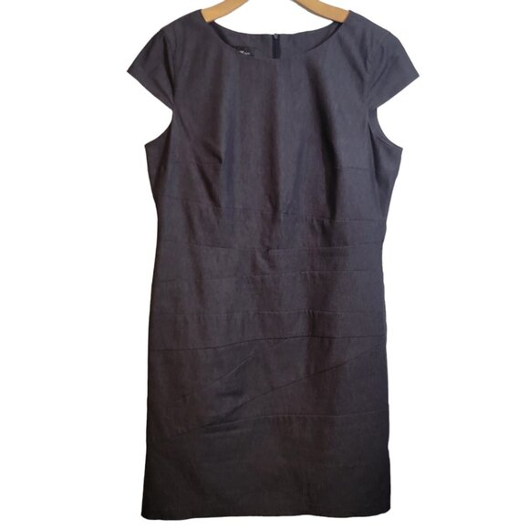 ALYX Classic Little Blue Dress Short Sleeve Career Zipper Up Back Size 16 EUC - Picture 1 of 10